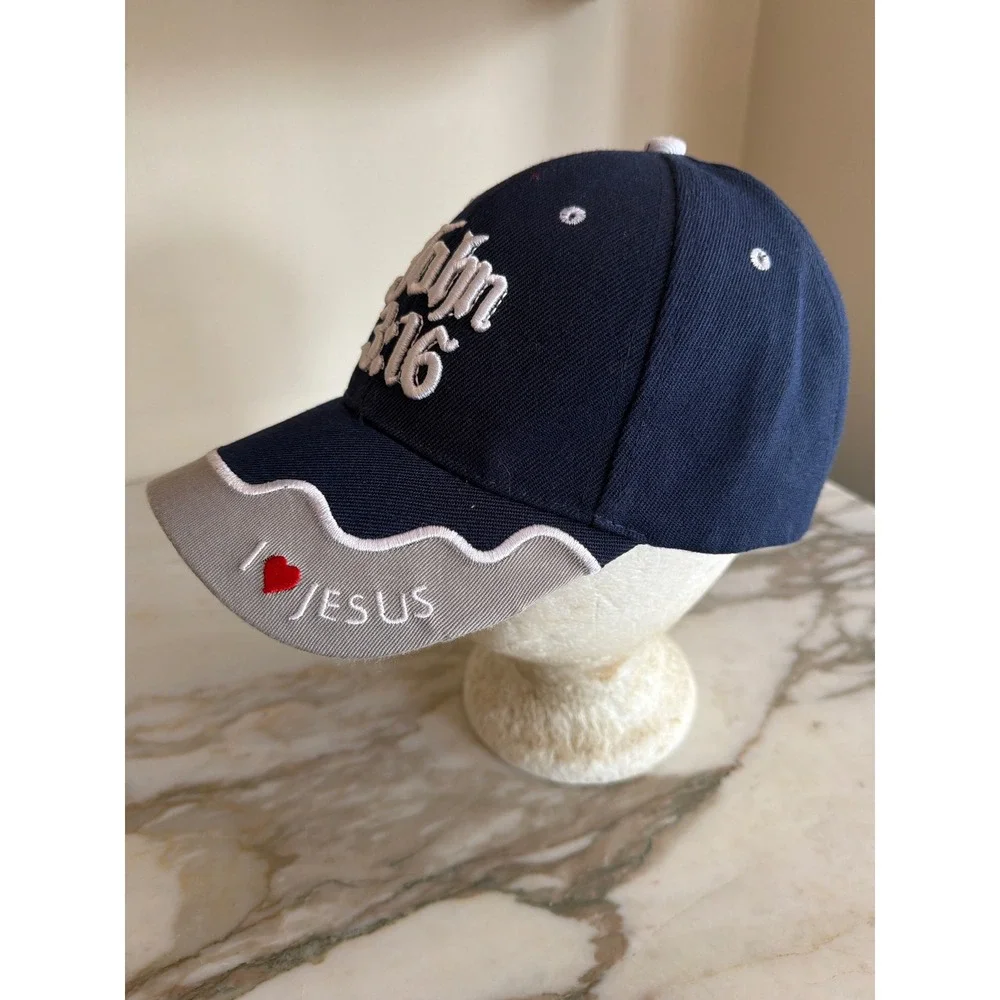 John 3:16 I Love Jesus Navy Blue Embroidered Baseball Cap‎ Hat One Size